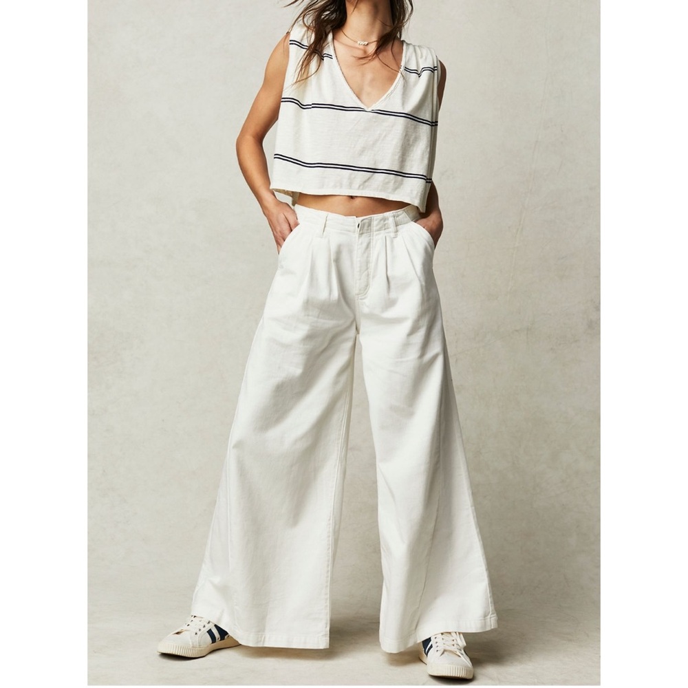 Free People White Wide Leg Pants